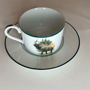 Wildlife Designs Inc Collection 8 Oz Cup & Saucer Set Phillip Crowe USA Elk Deer